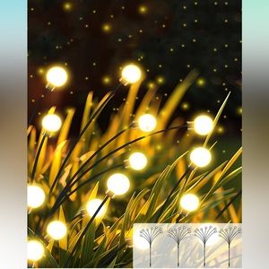 4 Pack Solar Garden Firefly Lights - 8LED Wind Dance Solar Lights Outdoor